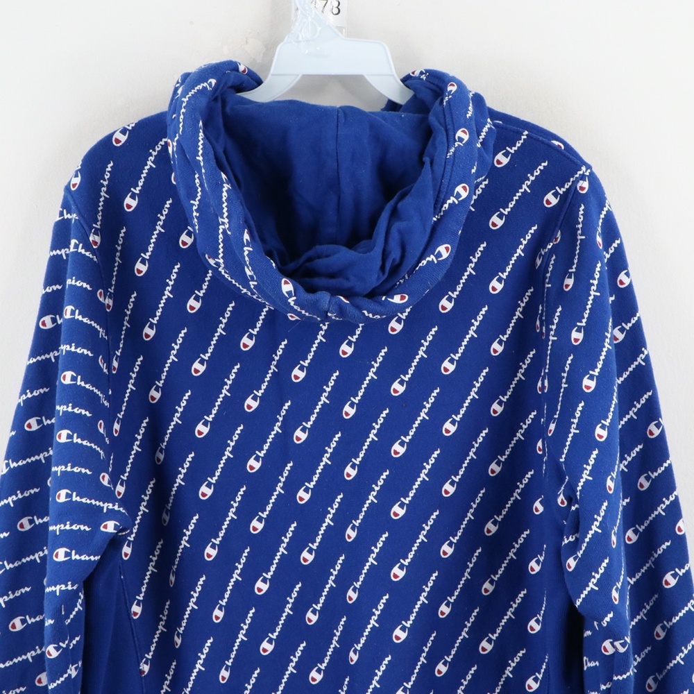 Champion Reverse Weave All Over Print Hoodie Blue - image 8